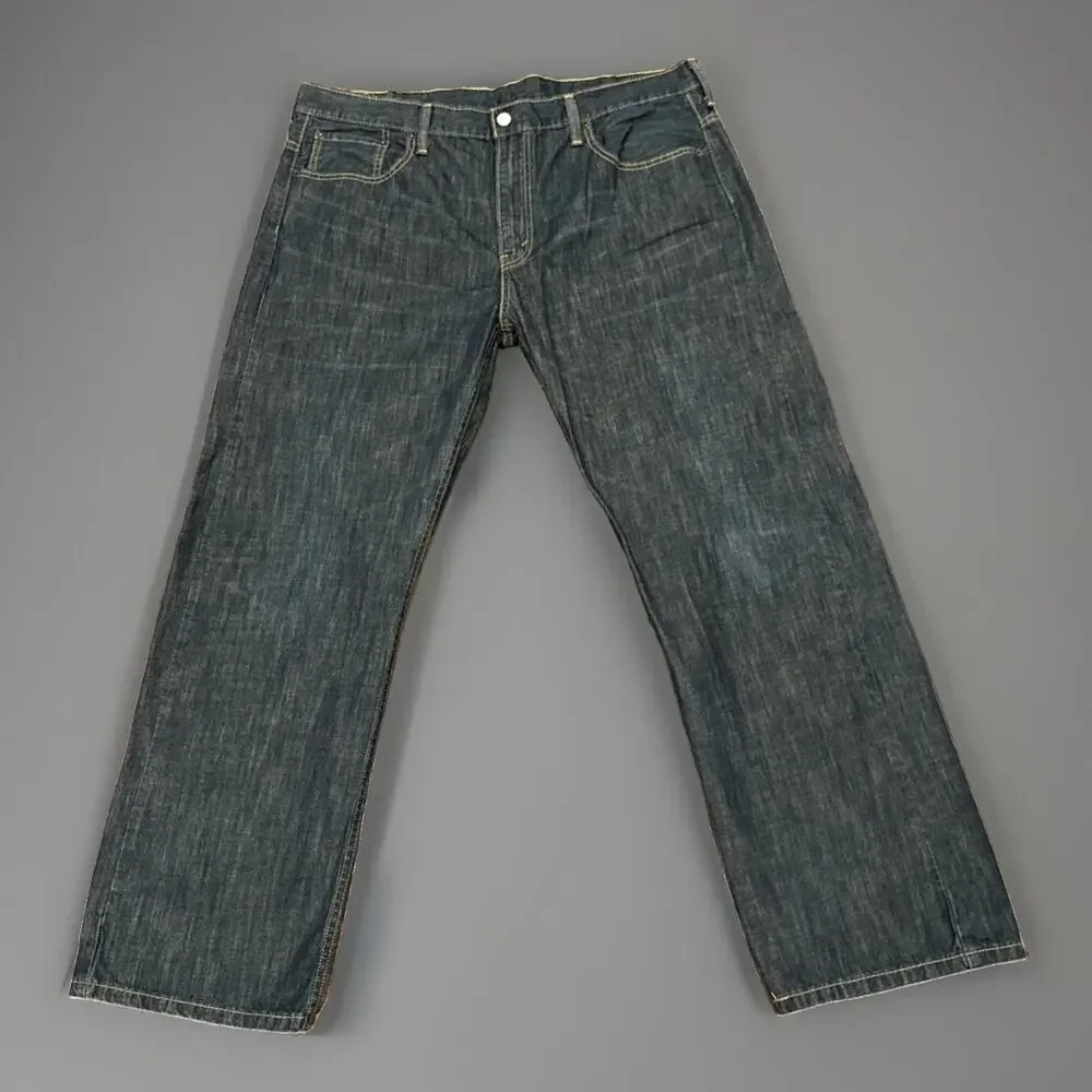 Levi's 569 Men's Jeans 38x32 Blue Denim Straight Leg Loose Fit Dark 100% Cotton